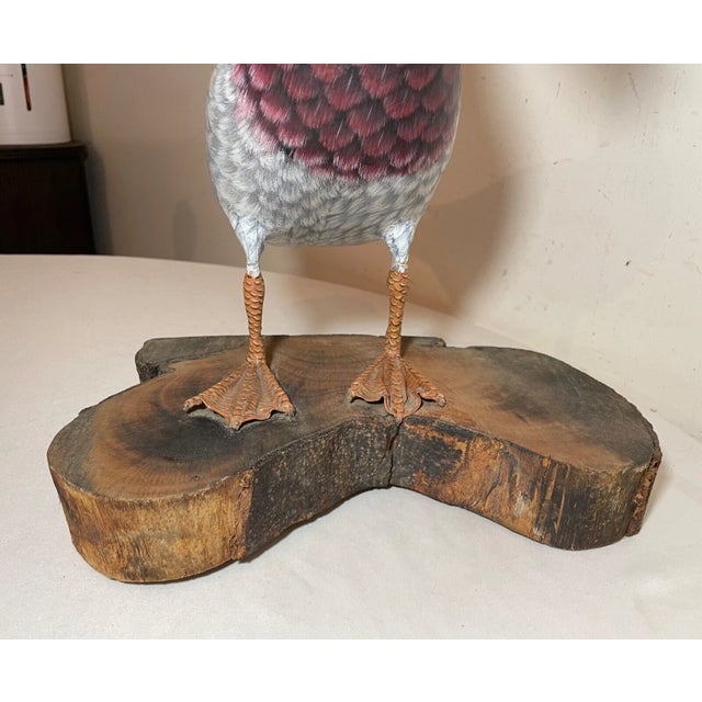Wood Vintage Lifesize Hand Carved Wood Folk Art Mallard Duck Decoy Sculpture Statue For Sale - Image 7 of 16