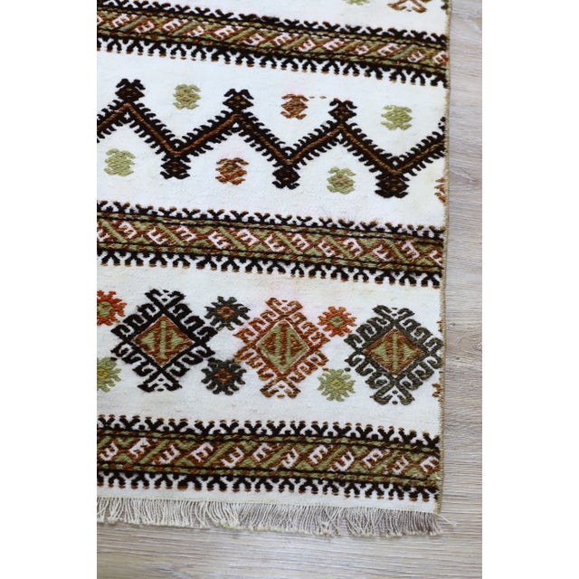 1950s Cabin Style Turkish Hand Knotted Striped Kilim Rug For Sale - Image 9 of 10
