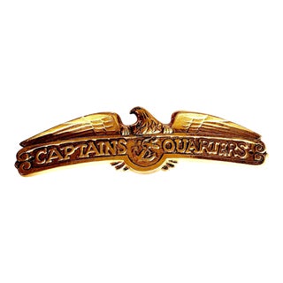 1980s Solid Brass Large Captain's Quarters Nautical Eagle Sign For Sale