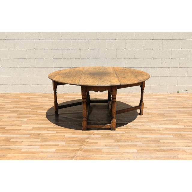 Country French Tiger Oak Drop-Leaf Gateleg Dining Table, Rustic Farmhouse Oak Table, Circa 1950s For Sale - Image 4 of 18