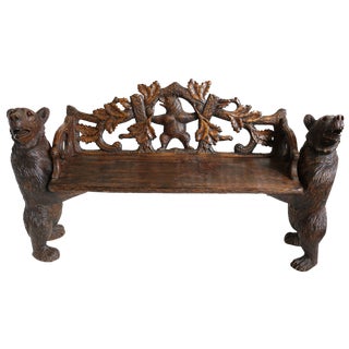 Antique Black Forest Hall Bench, 1890s For Sale
