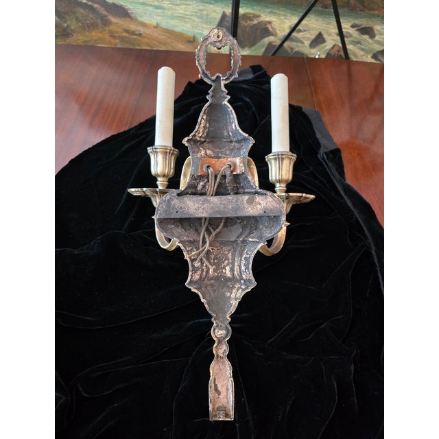 1900 - 1909 Antique Signed E F Caldwell Large Silvered Bronze Sconce For Sale - Image 5 of 8