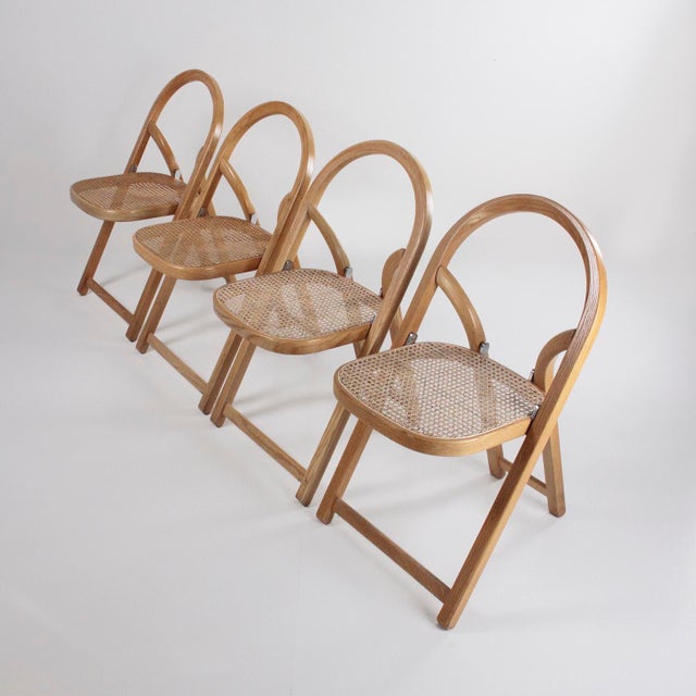 Tan Arca Folding Chairs by Gigi Sabadin for Crassevig, 1970, Set of 4 For Sale - Image 8 of 13