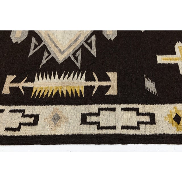 Textile Modern Navajo Style Hand-Woven Wool Rug With Geometric Diamond Motif For Sale - Image 7 of 11