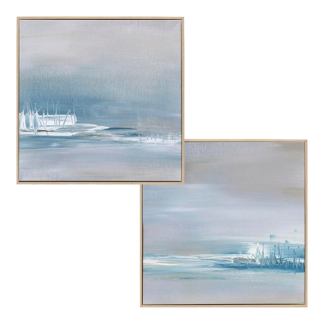 Framed Canvas Print Set - Scape No. 3 and No. 4 - Set of 2 For Sale