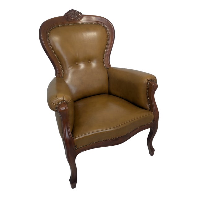 Chippendale Leather Armchair, 1960s For Sale