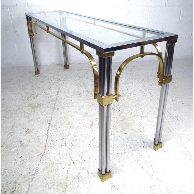 Mid-Century Modern Chrome & Brass Console Table | Chairish