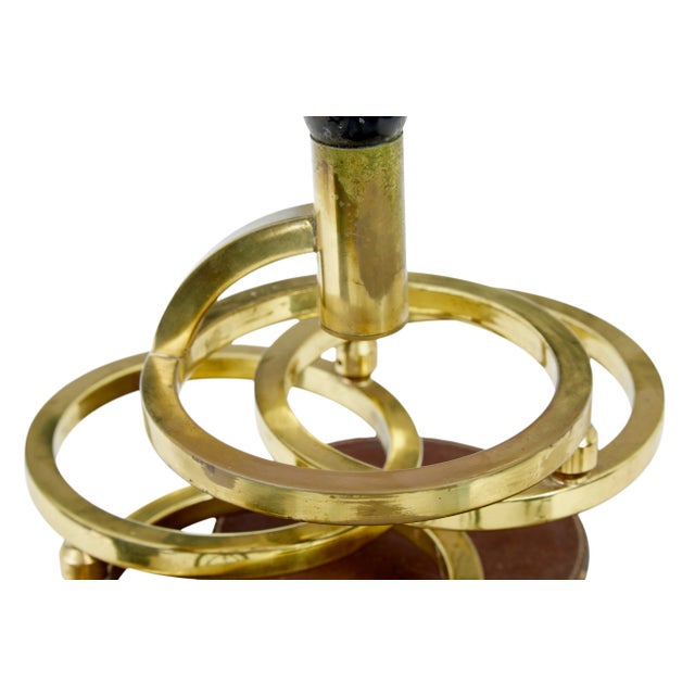 Mid-Century Brass and Leather Oscillating Table Lamp, 1960 For Sale - Image 4 of 6