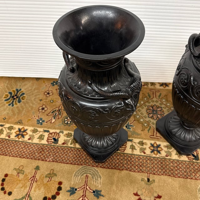 Neoclassical Basalt Ware Vases, Pair For Sale - Image 12 of 12