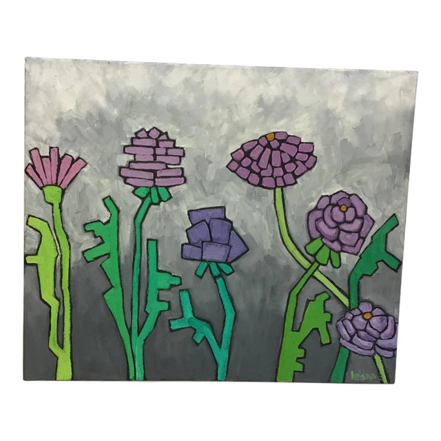 Zinnias in a Storm Acrylic Painting For Sale