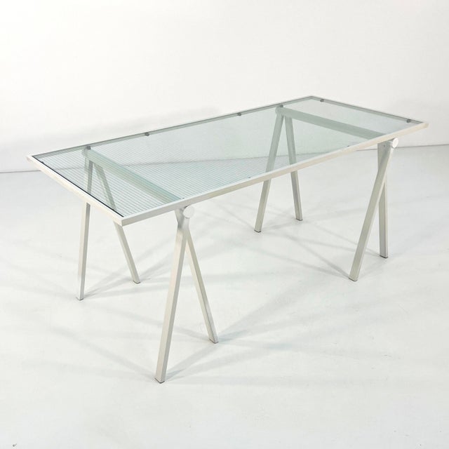 Trestle Desk in Steel and Glass by Rodney Kinsman for Bieffeplast, 1980s For Sale - Image 6 of 9