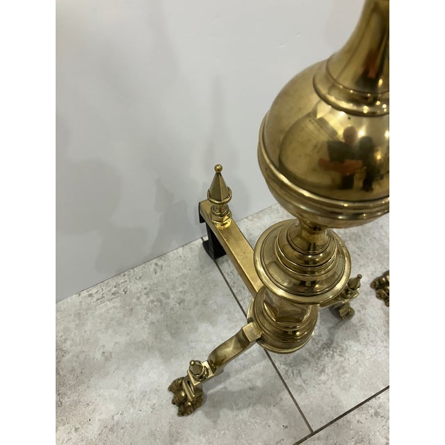 Pair of 1980s Brass Andirons For Sale - Image 4 of 9