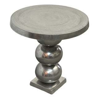 Sculptural Stacked-Sphere Metal Pedestal Side Table For Sale