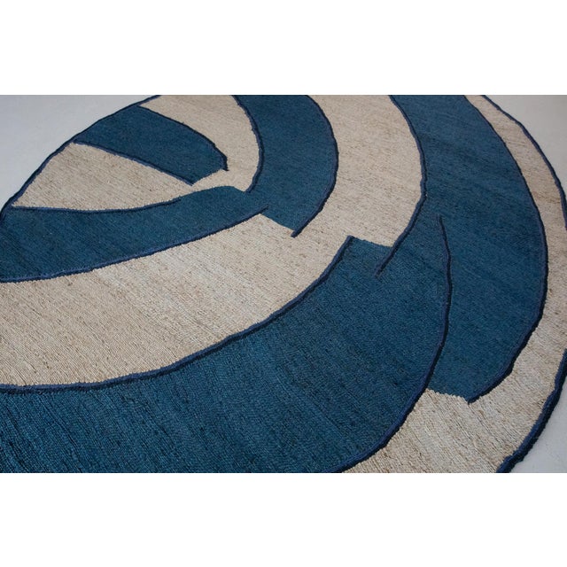 Jiko I (Deep Sea and White Sand) Rug by Kelechi Ejikeme for Swallo Studio For Sale - Image 6 of 9