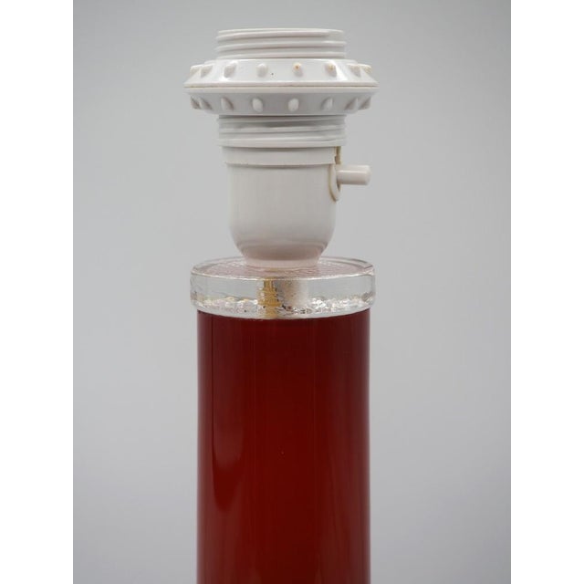 Red Hyllinge Table Lamp in Red Glass by Gert Nyström for Hyllinge Glasbruk Sweden, 1960s For Sale - Image 8 of 12