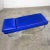 Handsome streamline modern, mid-century modern, or industrial style royal blue & vinyl or faux leather and chrome chaise...