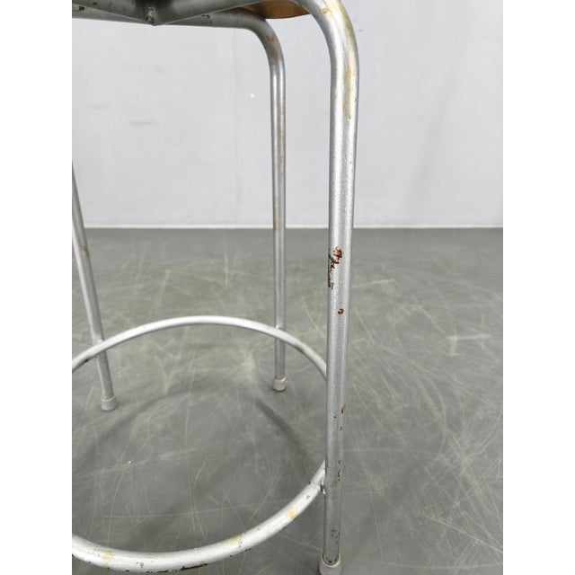 German Industrial Stool with Plywood Seat, 1950s For Sale - Image 6 of 10