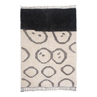 Artistic Circle Pattern Hand-Knotted Moroccan Wool Rug | 10'1" X 7'1" | One of a Kind For Sale