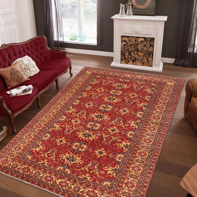 Shabby Chic 1980s 1980s Rustic Vintage Kazak Red Wool Rug - 9'9'' X 13'3'' For Sale - Image 3 of 10