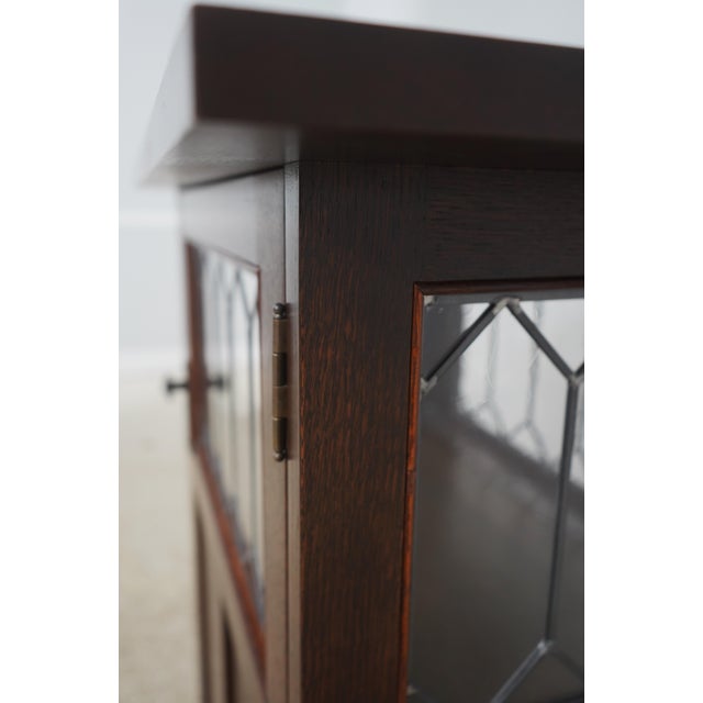 Stickley Roycroft Mission Oak Leaded Glass Cabinet For Sale - Image 9 of 18