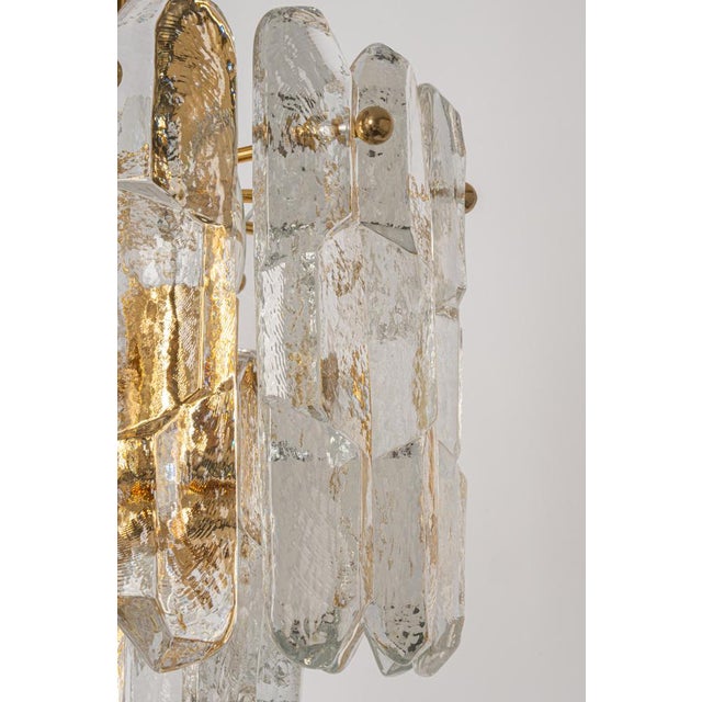 1970s Gilt Brass and Crystal Glass Light Fixture from Kalmar, Austria, 1970s For Sale - Image 5 of 10
