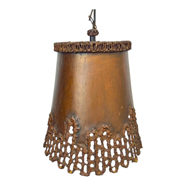 Brutalist Handcrafted Copper Pendant Lamp in Tom Greene, 1960s For Sale - Image 9 of 18