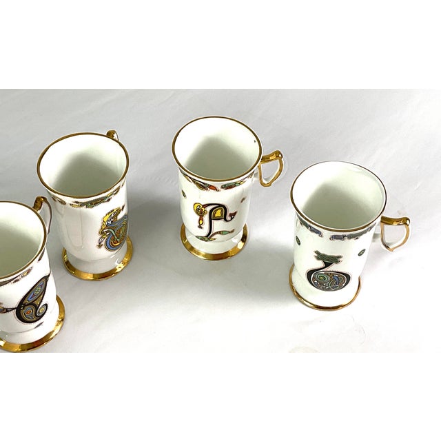 Ceramic Royal Tarra Book of Kells-Fine Bone China Footed Coffee Cups – Set of 5 For Sale - Image 7 of 8