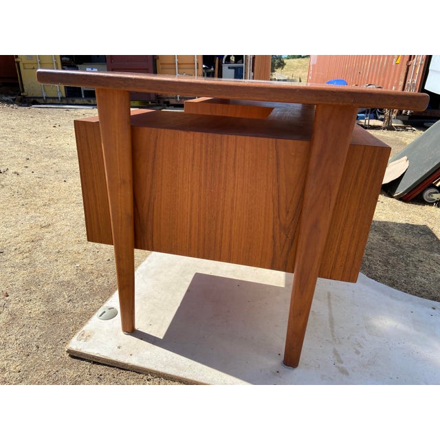Wood 1960s Kai Kristiansen Writing Floating Teak Vintage Desk For Sale - Image 7 of 12