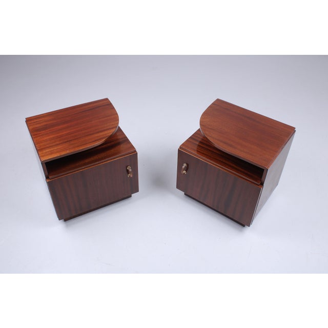 Art Deco Dark Wood Nightstands, 1940s, Set of 2 For Sale - Image 9 of 15