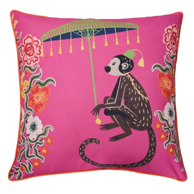 Monkey & Leopard Reversible Decorative 24" Square Pillow For Sale In Chicago - Image 6 of 7