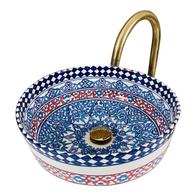 Moroccan Sink Traditional Paint: This hand-painted Artistic Sink have Traditional moroccan pattern touch of elegance added...