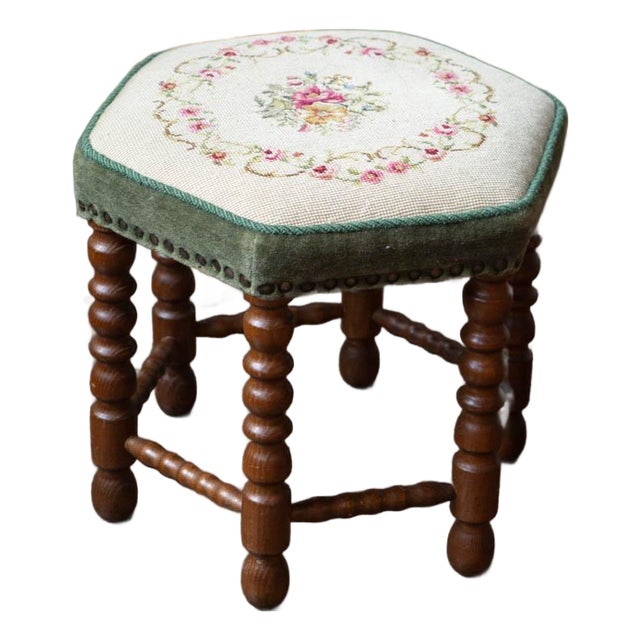 Scandinavian Beech Bobbin Stool — 1950s For Sale