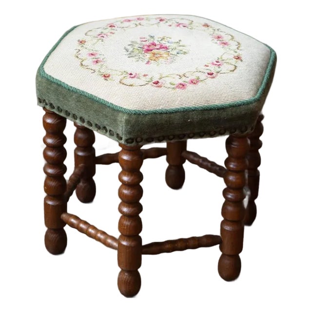 Scandinavian Beech Bobbin Stool, Circa 1950s For Sale