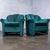 1980’s Art Deco Revival Hollywood Regency Channeled Fan Back Club Chairs W/Teal Chenille Fabric by Perfection Furniture, a Pair For Sale - Image 12 of 18