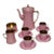 1940s Carlton Ware Pink Demitasse Set With Gold Gilt Trim- 11 Pieces For Sale