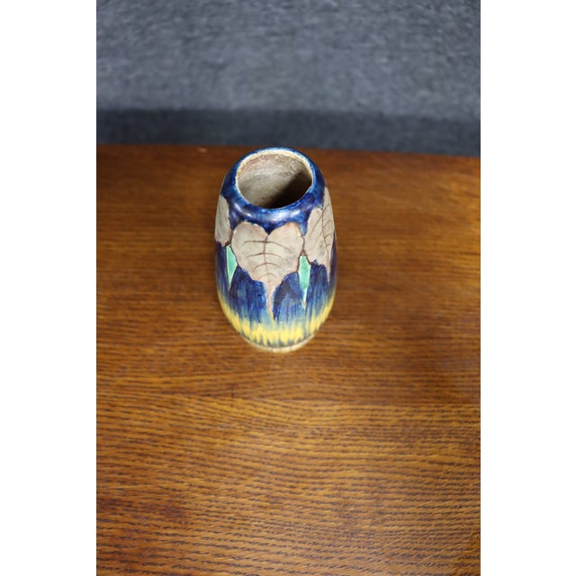 Metal Art Pottery Drip Glaze Vase With Bronze Base, Signed Page For Sale - Image 7 of 9
