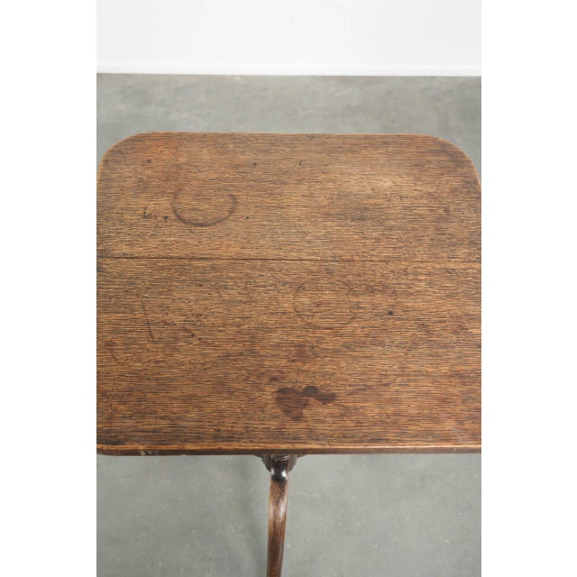 Wood Antique English Oak Tilt-Top Table in Square Shape, 19th Century For Sale - Image 7 of 15