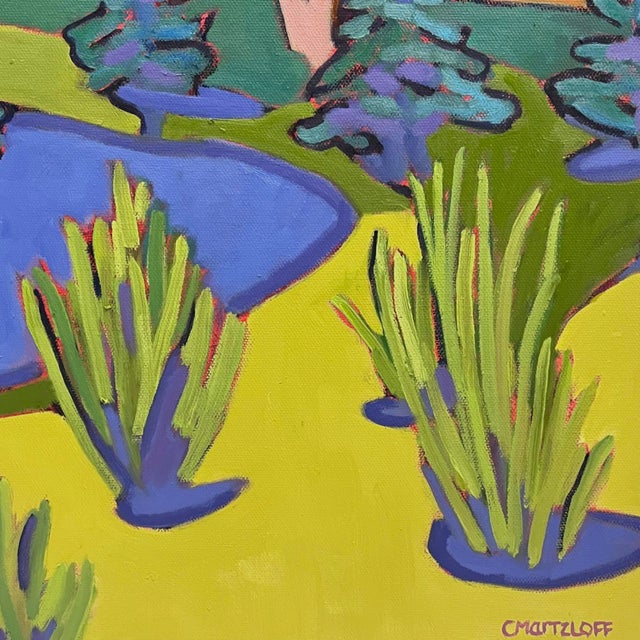 Contemporary Pine Tree Mirage Stylized Landscape Oil Painting, Contemporary Plein Air For Sale - Image 3 of 6