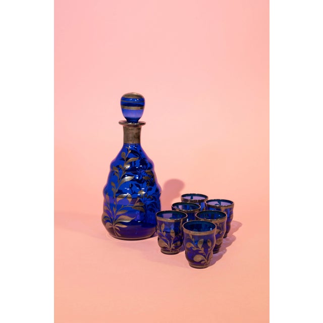 Late 20th Century Bohemian Glass Decanter Set With Glasses- 7 Pieces For Sale - Image 4 of 8
