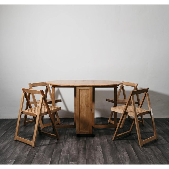 Vintage Drop-Leaf Opening Table and Folding Chairs, 1980s, Set of 5 For Sale - Image 10 of 14