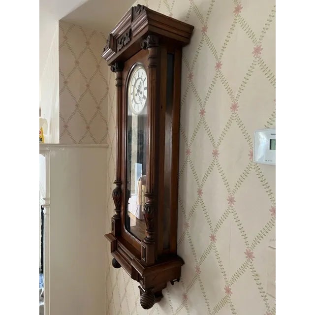 Late 19th Century 19th Century 2 Weight Biedermeier Regulator Wall Clock For Sale - Image 5 of 12