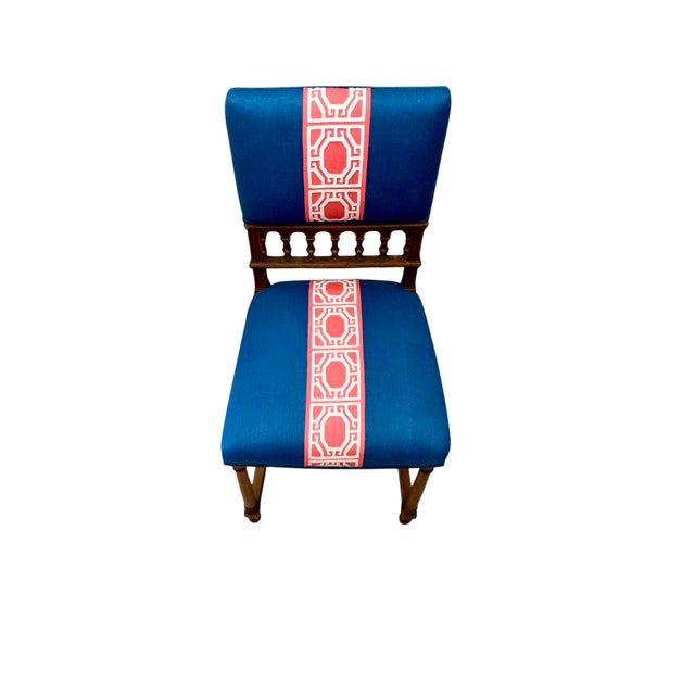 Wood Early 20th Century Pair of Chairs Wood With Carving and New Custom Upholstery For Sale - Image 7 of 8