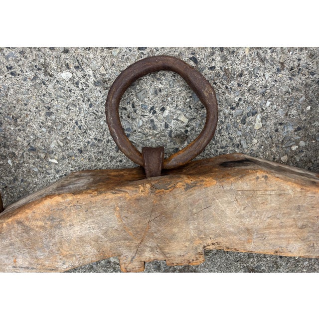 Antique Double Oxen Yoke Solid Iron Hardware For Sale - Image 4 of 10