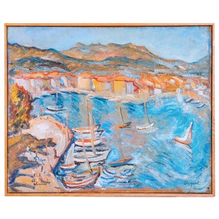 P. Bugard, Port de Sanary Sur Mer, Mid-20th Century, Oil Painting, Framed For Sale