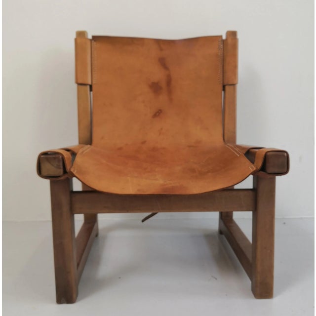 Mid-Century Modern Spanish Walnut and Leather Model Riaza Childrens Chair by Paco Muñoz for Darro, 1950s For Sale - Image 3 of 5