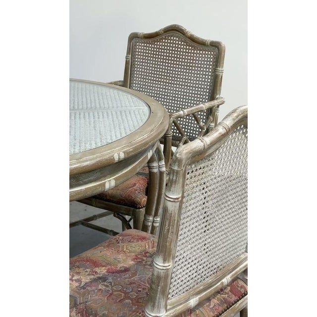 Vintage Dining Set in Faux Bamboo with Fabric, 1980s, Set of 5 For Sale - Image 15 of 16