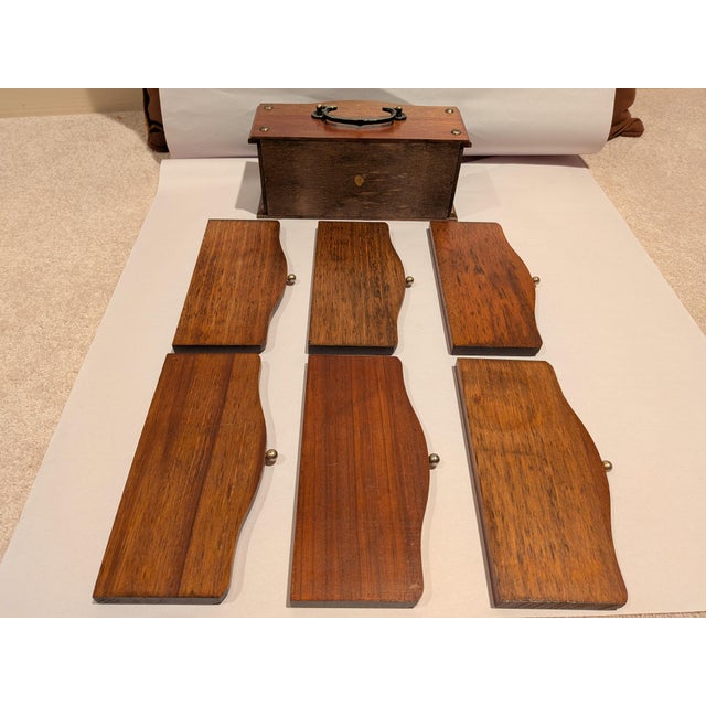 Mid-Century Modern Wood Coaster & Snack Tray Set - 7 Pcs. For Sale - Image 4 of 8