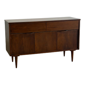 1960s Walnut Credenza With Sculpted Pulls