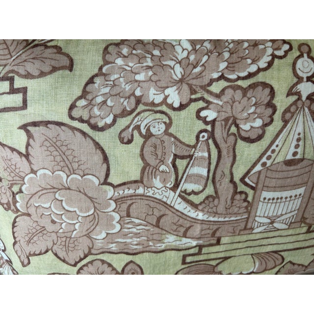 Chinoiserie Vintage Printed Linen Pillow For Sale - Image 3 of 3