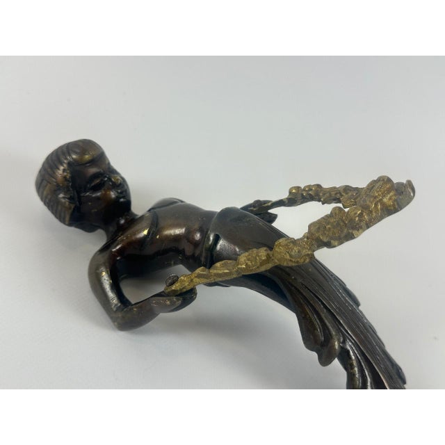 Large Antique Bronze Cherub Door Pull Handle For Sale - Image 11 of 18
